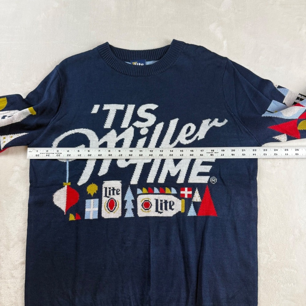 Miller Lite Ugly Christmas Sweater Mens XL Navy Blue Tis Miller Time Holiday - Picture 6 of 6